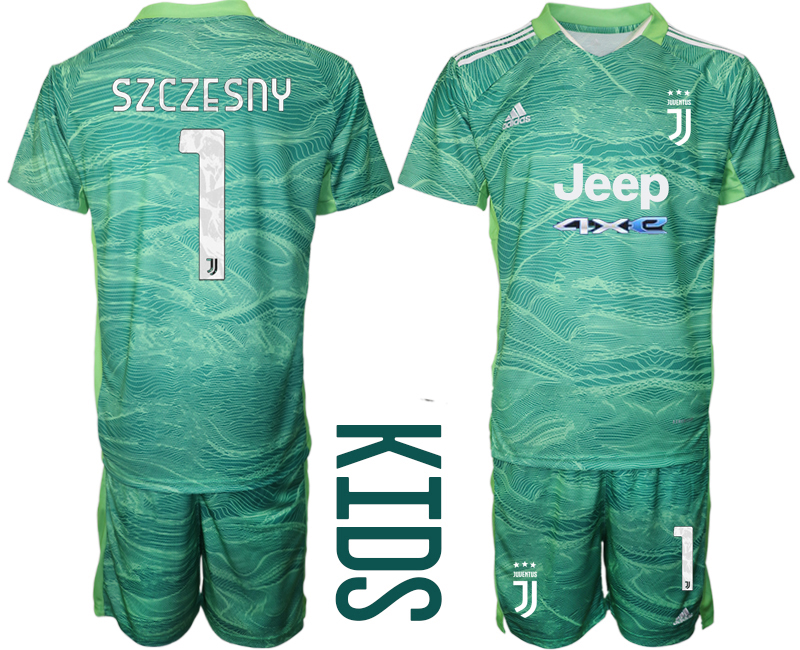 Cheap Youth 2021-2022 Club Juventus green goalkeeper 1 Soccer Jersey